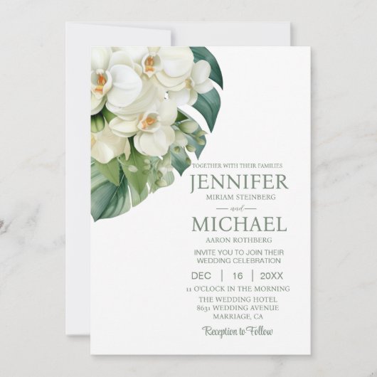 All in One White Orchids Wedding Invitations (Devant)