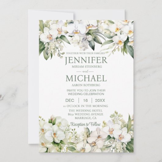 All in One White Orchids Wedding Invitations (Devant)
