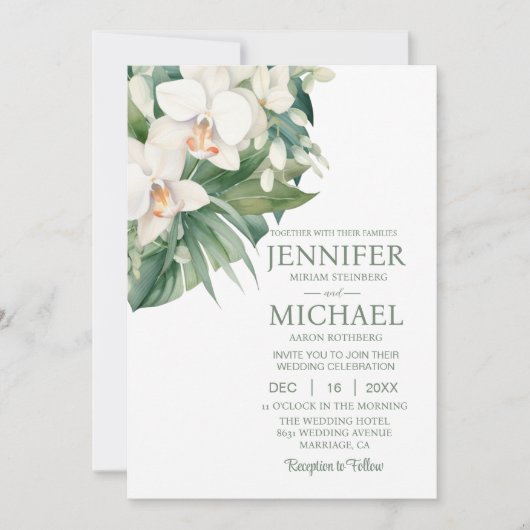 All in One White Orchids Wedding Invitations (Devant)