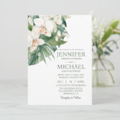All in One White Orchids Wedding Invitations (Debout devant)
