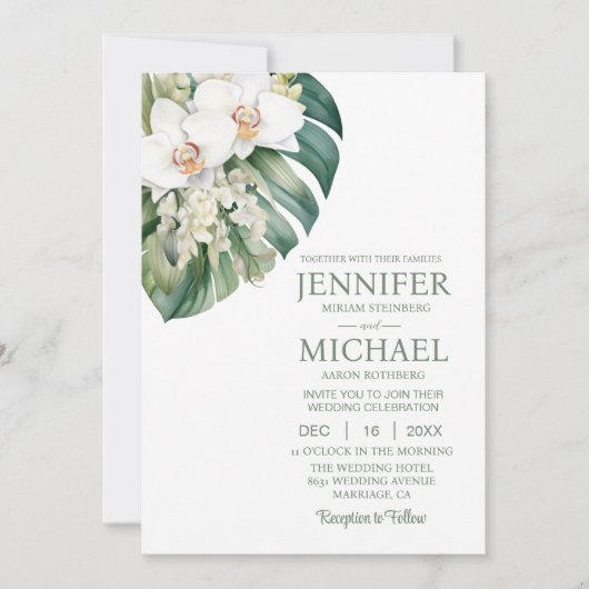 All in One White Orchids Wedding Invitations (Devant)