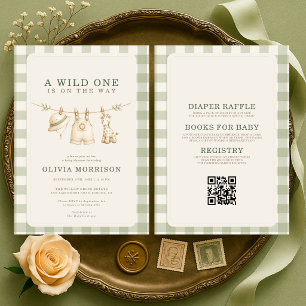 All in One Wild One Safari Jungle Baby Shower Kaart