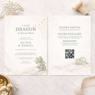 All in One Zoete Kleine Draken Koppels Baby Shower Kaart