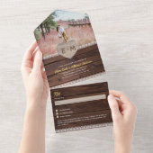All-inclusief Rustic Wood Lace Foto Afscheur RSVP All In One Uitnodiging (Afscheurbaar)