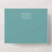 All Inclusive Blauwgroen Turquoise bruiloft RSVP All In One Uitnodiging (Achterkant)