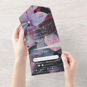All Inclusive Blue Paarse Hydrangeas bruiloft RSVP All In One Uitnodiging (Afscheurbaar)