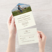 All Inclusive Cream FOTO Bruiloft RSVP All In One Uitnodiging (Afscheurbaar)