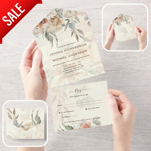 All Inclusive Pampas Grass BOHO Bruiloft RSVP All In One Uitnodiging