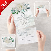 All Inclusive Witte Rozen Trouwboeket RSVP All In One Uitnodiging