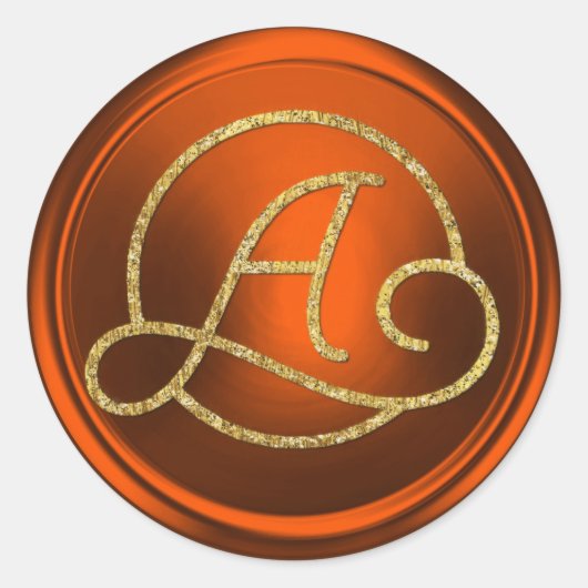 ALL INITIALS Gold Circle Monogram Pumpkin Rust Ronde Sticker (Voorkant)