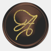 ALL INITIALS Gold Script Monogram Chocolate Ronde Sticker (Voorkant)