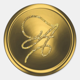 ALL INITIALS Gold Script Monogram Gold Ronde Sticker