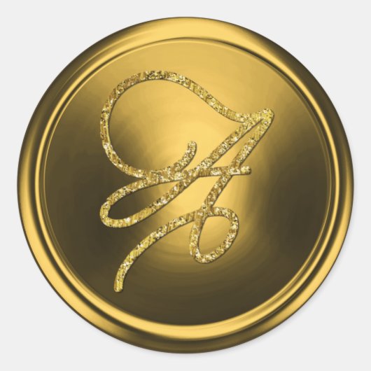 ALL INITIALS Gold Script Monogram Gold Ronde Sticker (Voorkant)