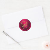 ALL INITIALS Gold Script Monogram Magenta Ronde Sticker (Envelop)