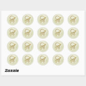 ALL INITIALS Gold Script Monogram Off White Ronde Sticker (Vel)