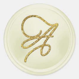 ALL INITIALS Gold Script Monogram Off White Ronde Sticker