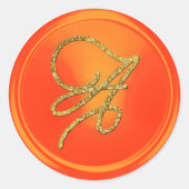 ALL INITIALS Gold Script Monogram Orange Ronde Sticker (Voorkant)
