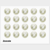 ALL INITIALS Silver Circle Monogram Cream Ronde Sticker (Vel)