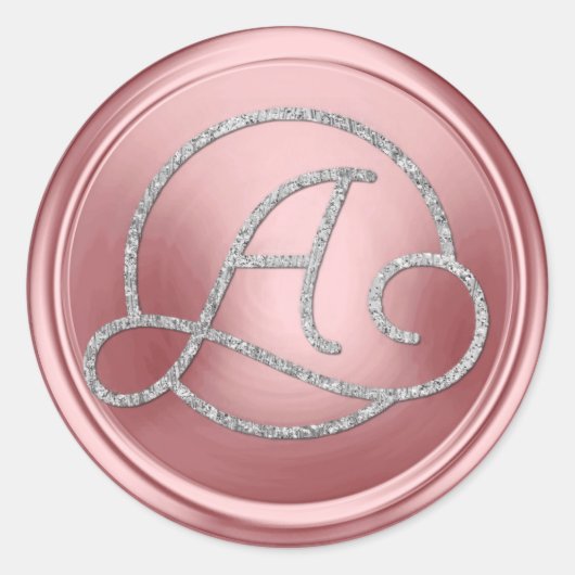 ALL INITIALS Silver Circle Monogram Pink Ronde Sticker (Voorkant)