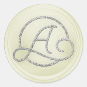 ALL INITIALS Zilveren Cirkel Monogram Off White Ronde Sticker