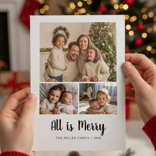 All Is Bright Familie Lieve Feestdagen Kaart