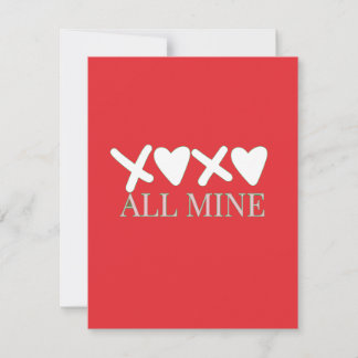 ALL MINE XOXO Valentijnsshirt - Minimaal Love Desi Notitiekaartje