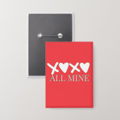 ALL MINE XOXO Valentine Shirt - Minimal Love Desig Button (Voorkant / Achterkant)