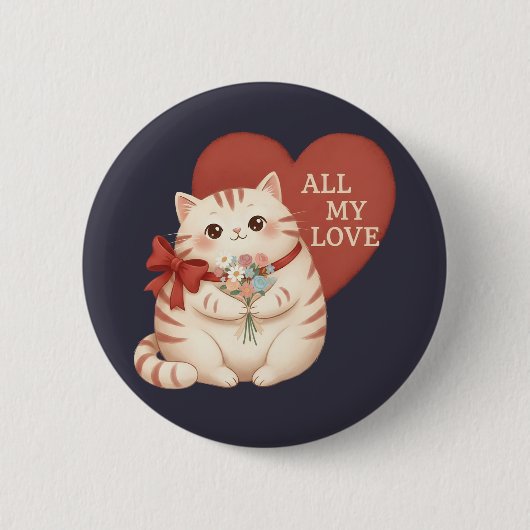 All My Love Tabby Cat Ronde Button 5,7 Cm (Voorkant)