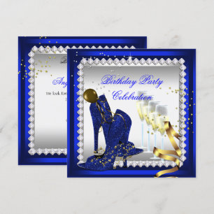 All Occasion Champagne Royal Blue Heels Gold Party Kaart