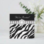 All Occasion Diamond Trim Black White Zebra Kaart (Staand voorkant)