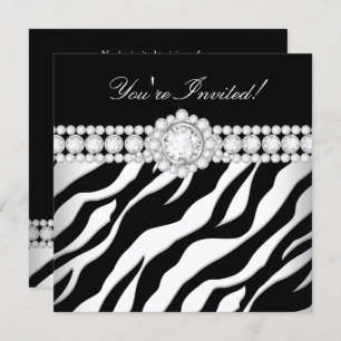 All Occasion Diamond Trim Black White Zebra Kaart