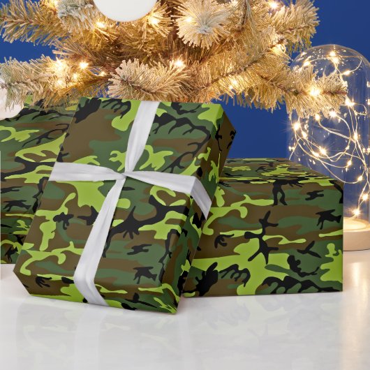 All-occasion green/black hunter camouflage cadeaupapier (Feestdagen)