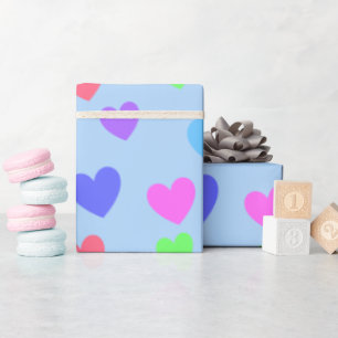 All-Occasion Pastel Gekleurde Glijdende Harten op  Cadeaupapier
