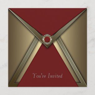 All Occasion Red Gold Invitation Sjabloon Kaart