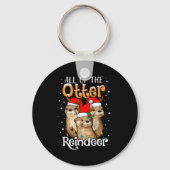 All Of The Otter Reindeer Christmas Otters Santa X Sleutelhanger (Voorkant)