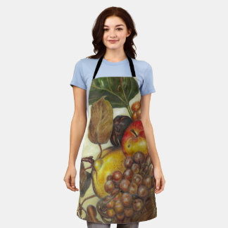 All-over artistic fruit still life print apron schort