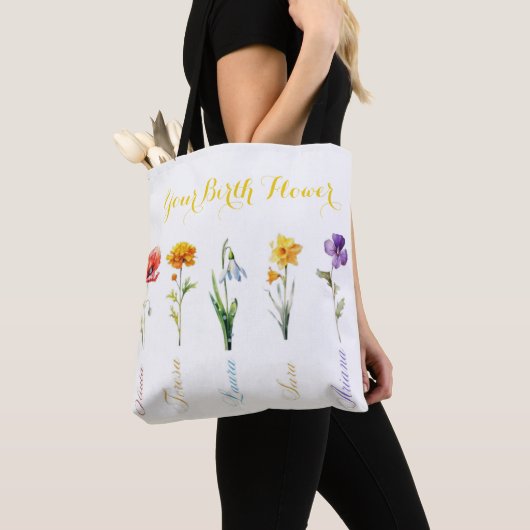 All-over geboortemaand Flower Canvas tas (Dichtbij)