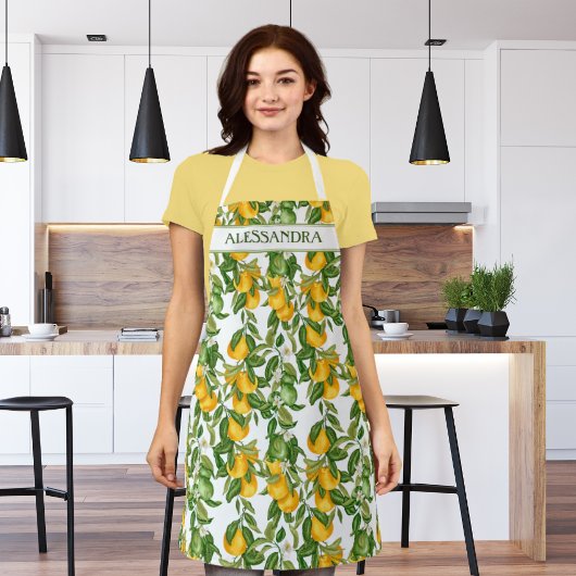 All-over het Patroon van Lemons Gepersonaliseerde Schort