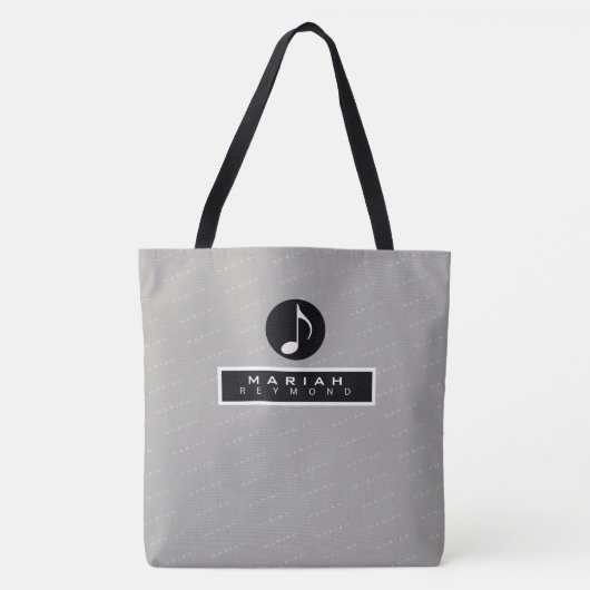 All-over-muzikale, moderne black tote bag (Voorkant)