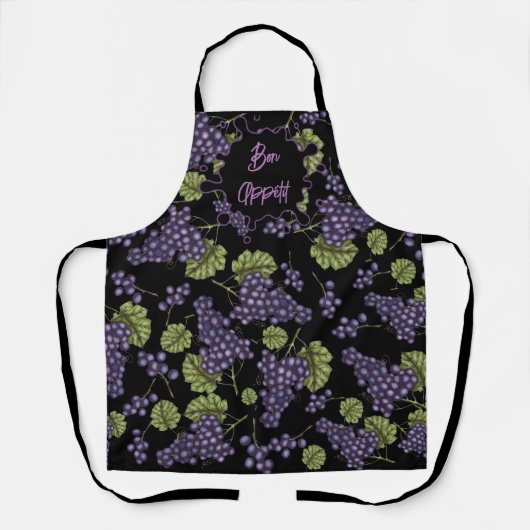 All-Over Print Apron Bon Appétit con Uvas Schort (Voorkant)