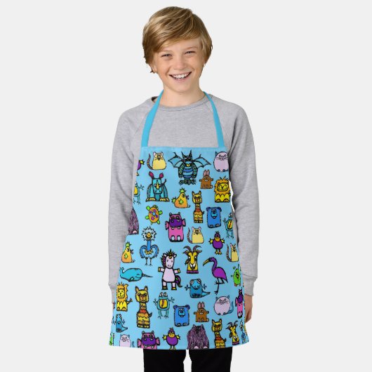 All-Over Print Apron - Light Blue Schort (Gedragen)