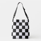 All-Over-Print Black en White Checkered Pattern Crossbody Tas (Achterkant)