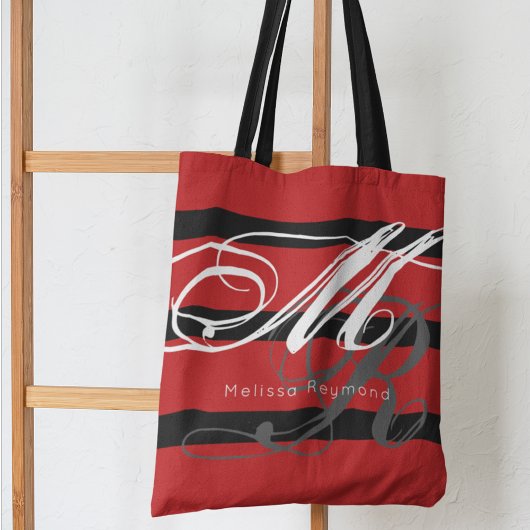 All-over-print canvas tas met grote rode strepen