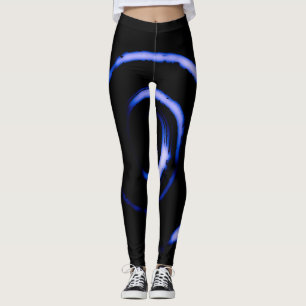 All Over Print Leggings met Paarse twirl op zwart