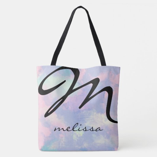 all-over-print lila waterverf canvas tas met naam (Achterkant)