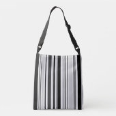 All-over-print moderne zwarte, witte, grijze strep crossbody tas (Achterkant)