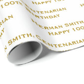 All-over Print Repetating Jouw tekst - Gold/White Cadeaupapier (Rol Hoek)