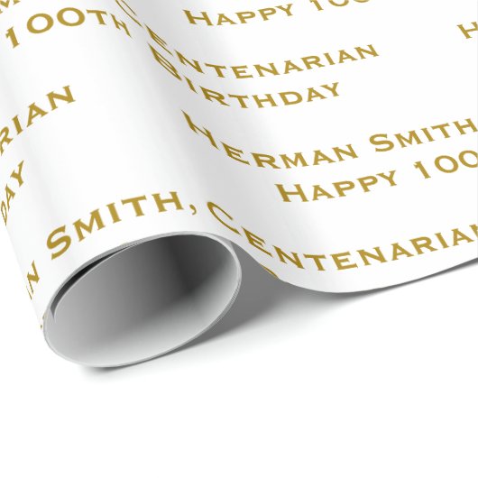 All-over Print Repetating Jouw tekst - Gold/White Cadeaupapier (Rol Hoek)