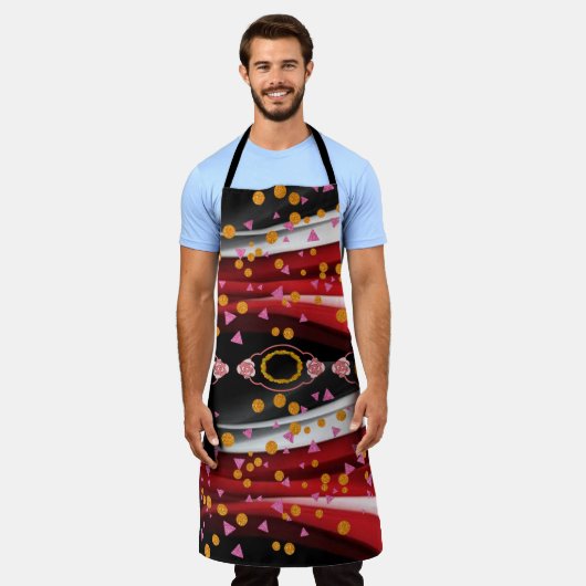 All Over Print Schort Abstract Rood Wit Zwart (Gedragen)