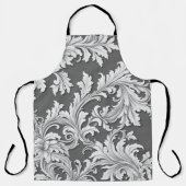All-Over Print Schort Damask Zwart Wit Grijs (Voorkant)